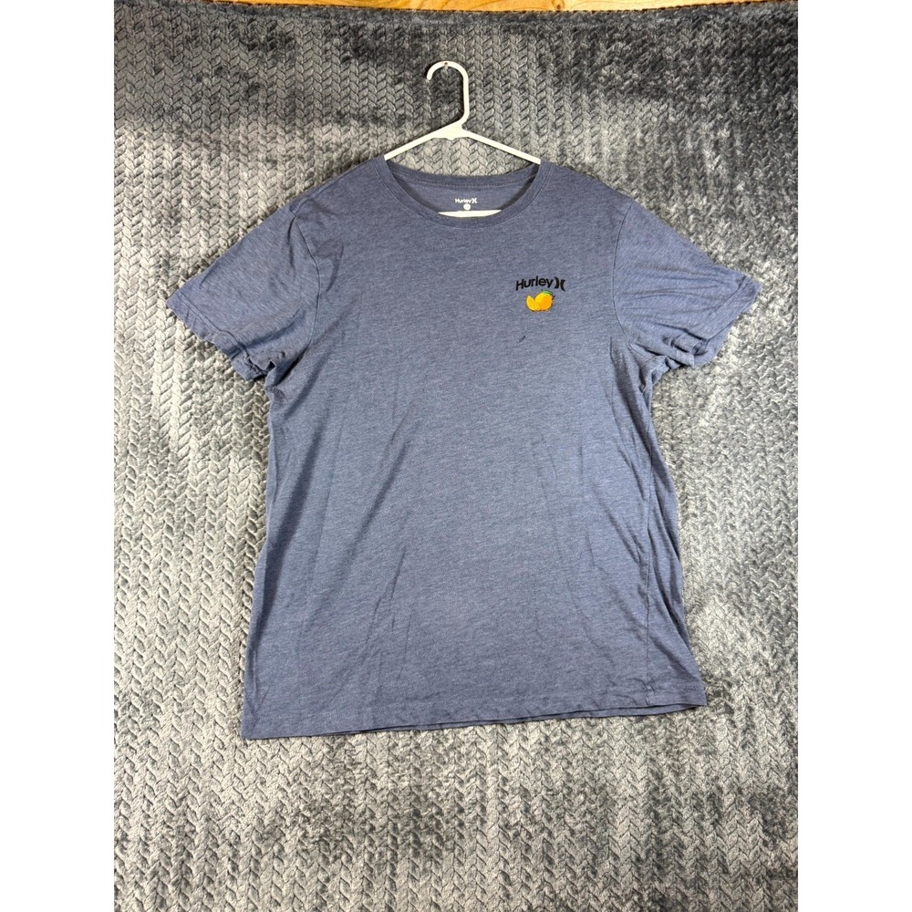 Hurley T Shirt Mens Large Blue Crew Neck Short Sleeve Graphic Print Casual Tee